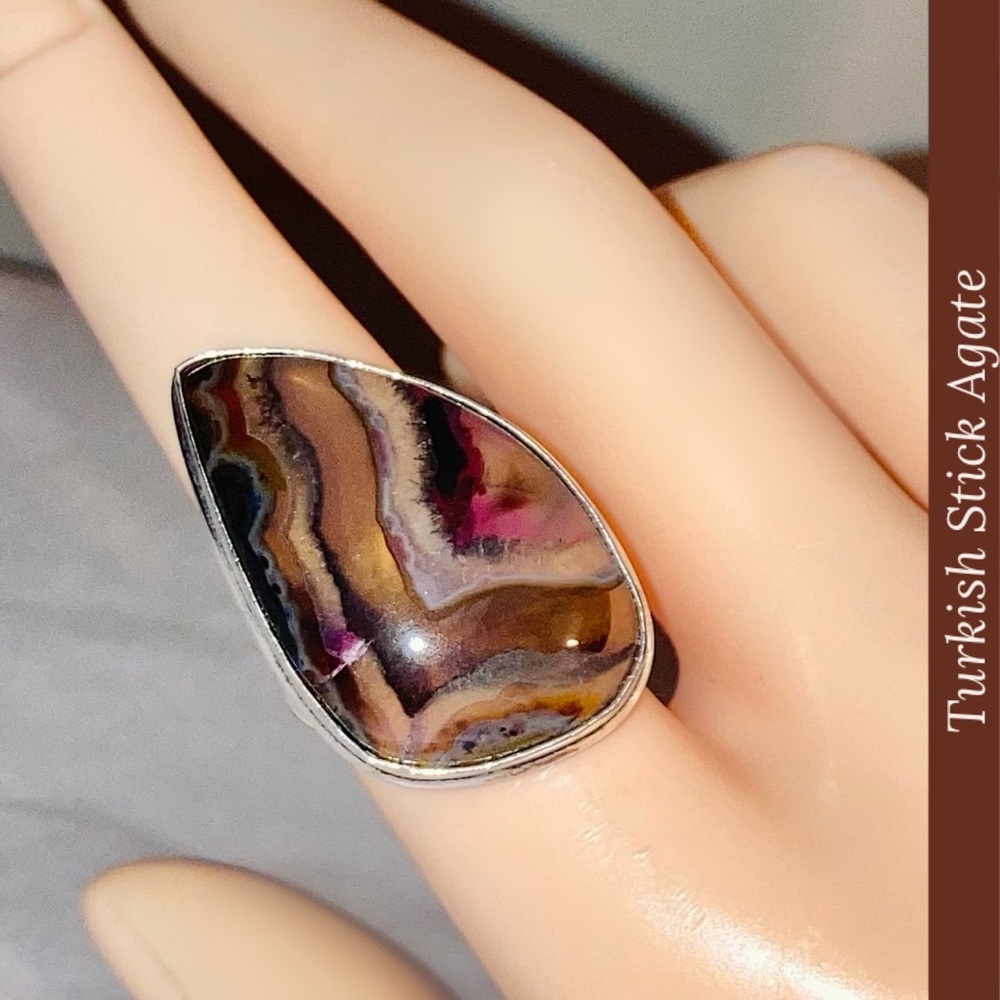 Turkish Stick Agate Gemstone Handmade Ring